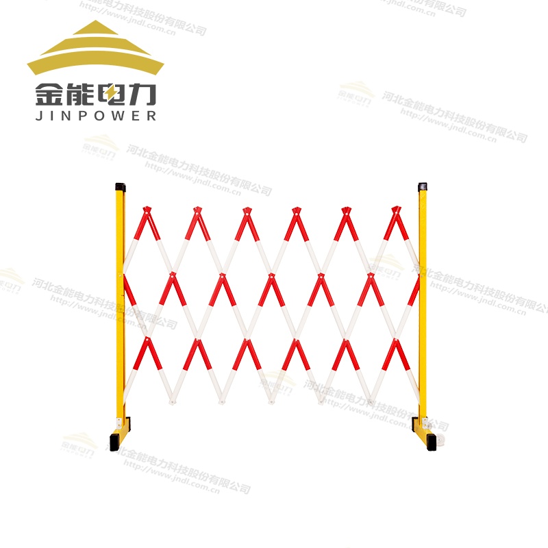 玻璃钢红白圆管伸缩围栏 底座可加万向轮